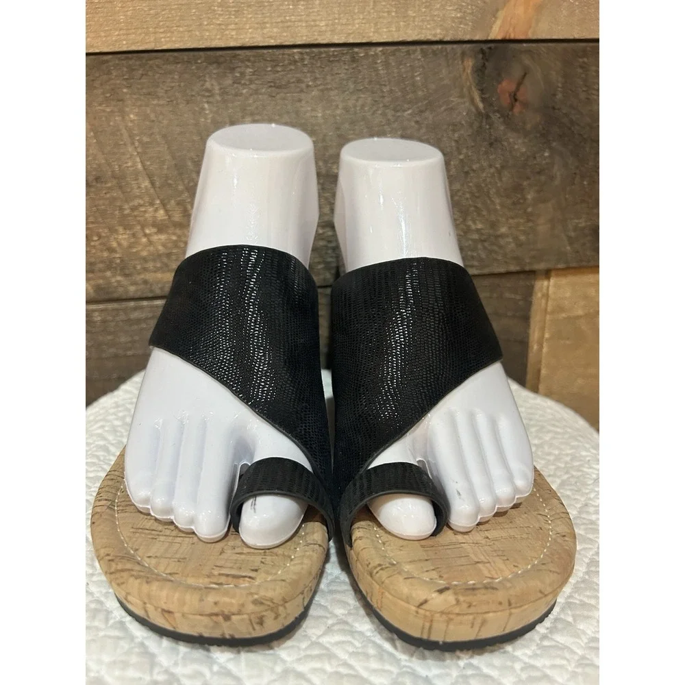 $158 Donald J Pliner Gyer Wedge Sandals Metallic Black/Black 6 M - NWOB